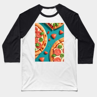 Seamless Pattern Pizza Baseball T-Shirt